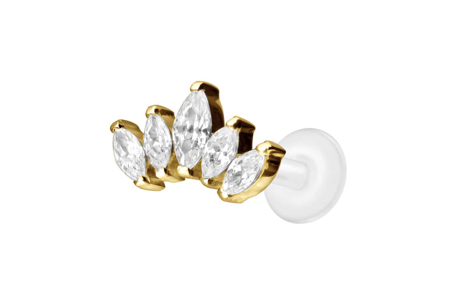 PTFE Labret Piercing mit Innengewinde + Titan-Aufsatz LOTUSBLÜTE